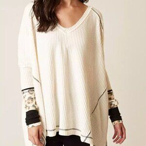 Free People Lovin' Leopard Off White Thermal Top - Medium